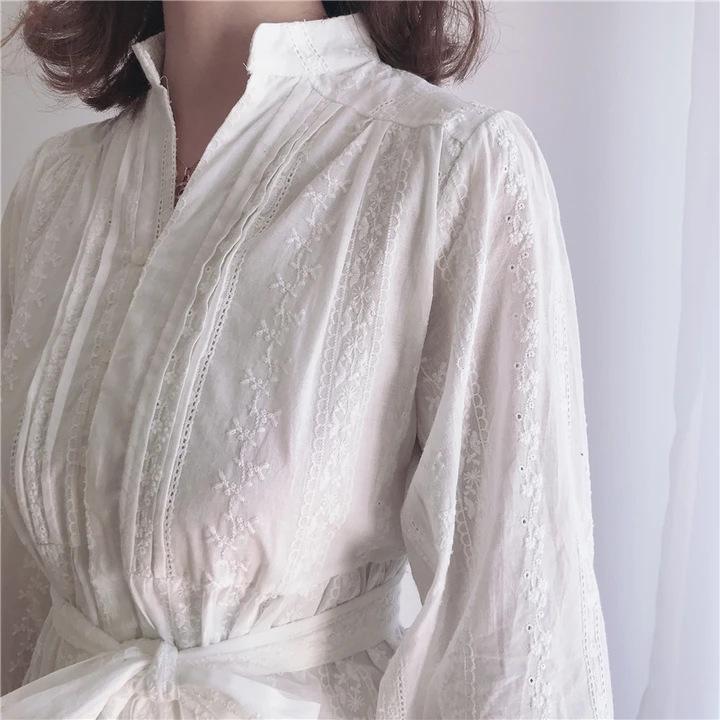 2025 Fall Women's V-Neck Long Sleeve Lace Ruffle Dress - European & American Style