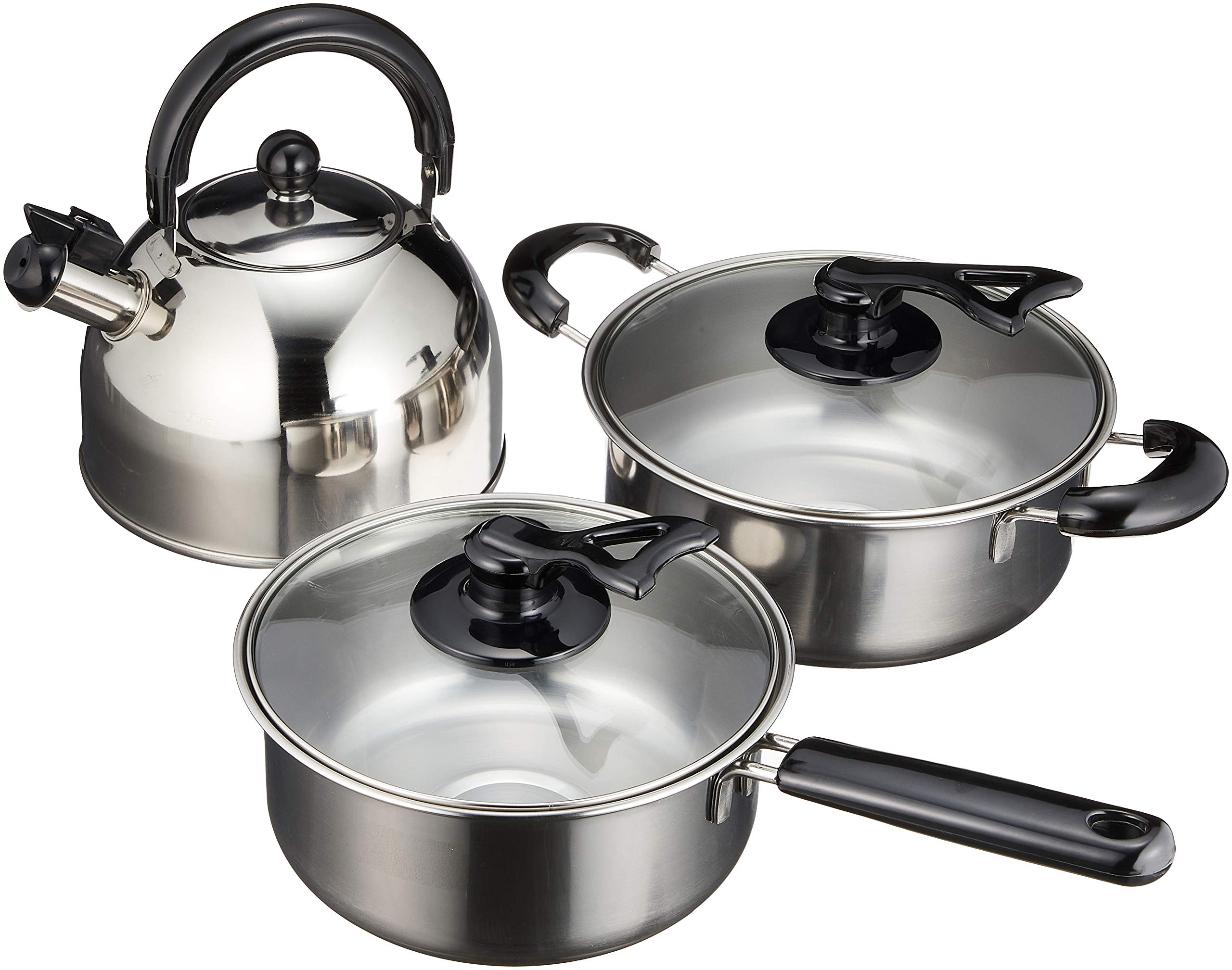 

Wahei Freiz 3-Piece Stainless Steel Pot Set, Induction Compatible, Steezy MA-9677