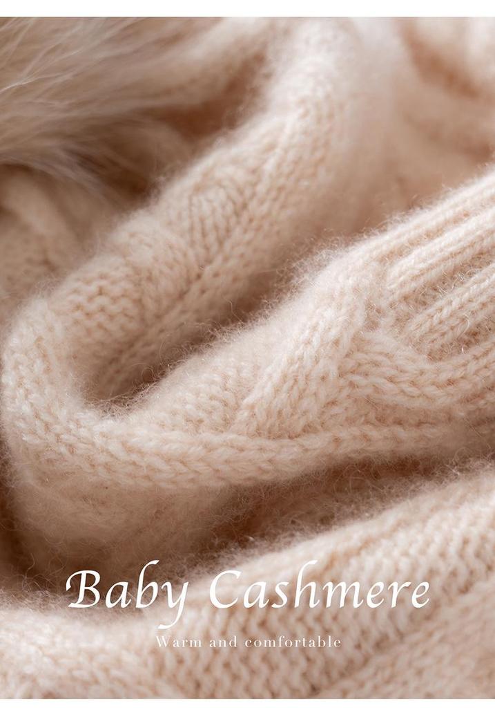Warm Knit Cashmere Slouchy Hat: Versatile, Ear-Protective Head Covering for Autumn & Winter, Fits Large Circumferences