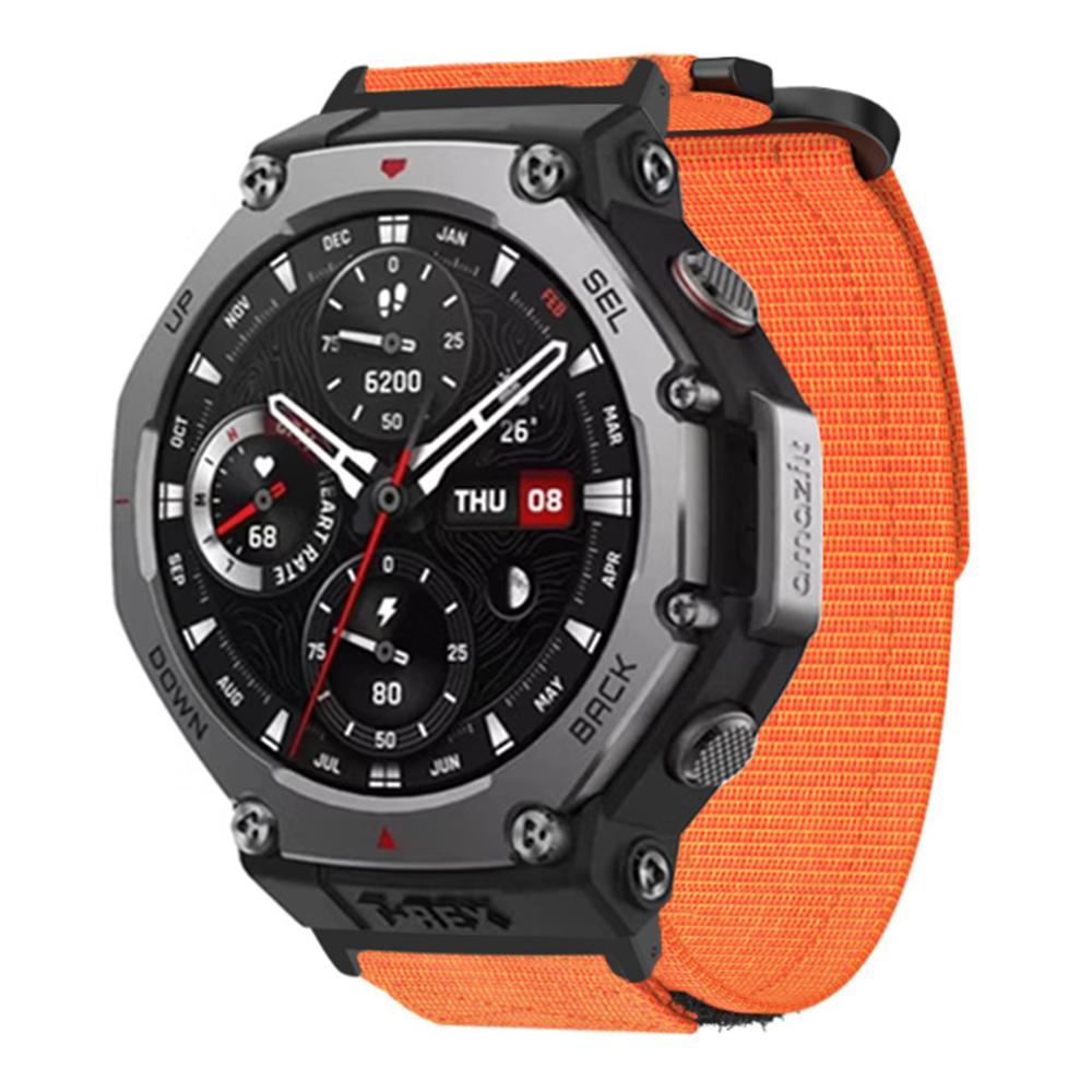 For Huami Amazfit T-Rex 3 Outdoor Climbing Watch Strap Magic Tape Breathable Nylon Band with Connector