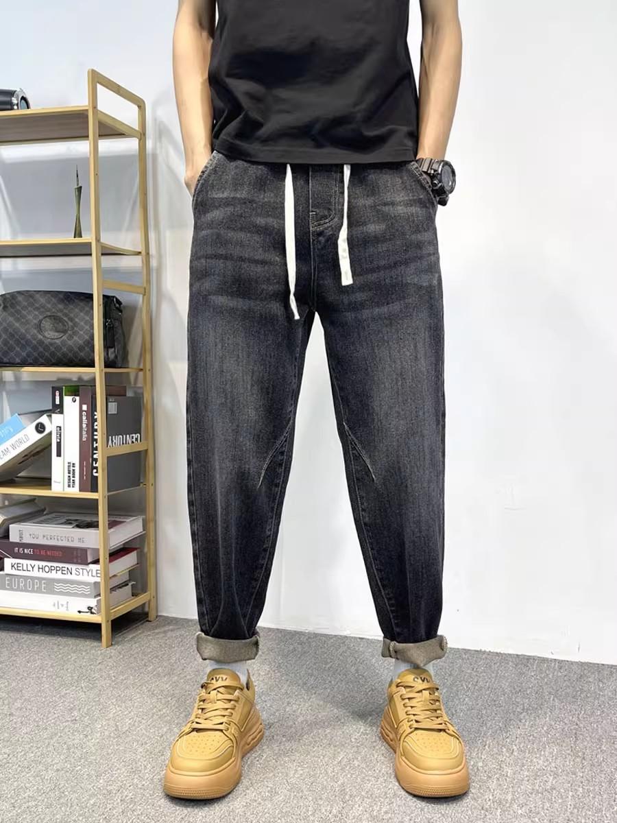 JYL Men s Jeans Spring Autumn Elastic Plus Size Elastic Waist Loose Denim L алиса синий