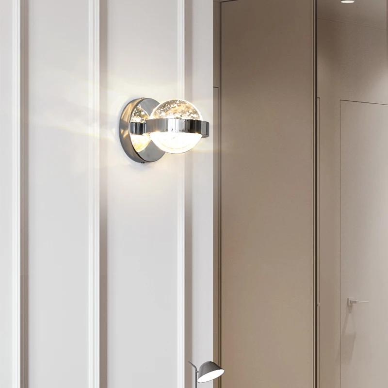 Postmodern light luxury crystal wall lamp living room background wall creative bedroom bedside aisle wall lamp