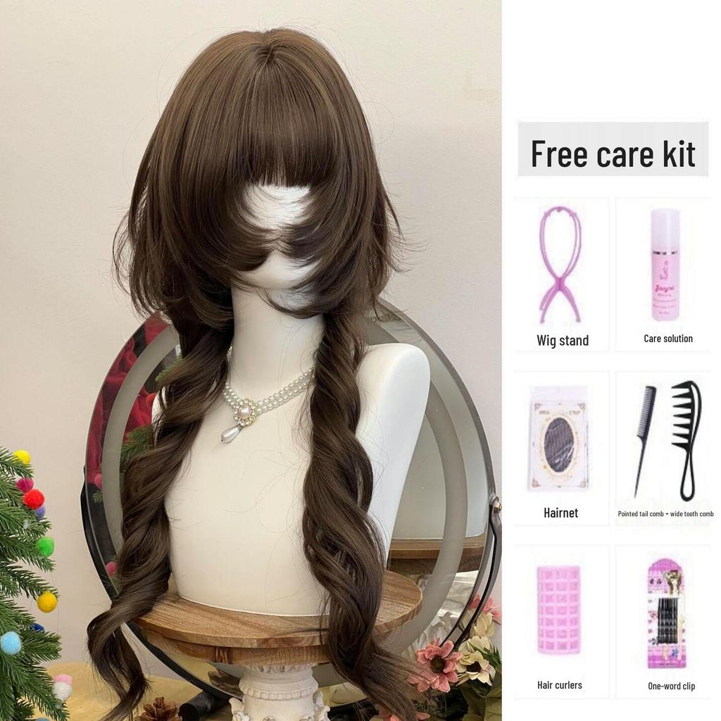 Connie Wigs Women's Vintage Jellyfish Cut Long Curly Hair - Sweet Lolita Style with Face-Slimming Roman Curls