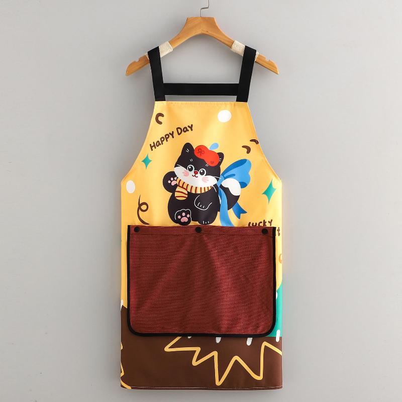 Cute Cartoon Cat Dog Apron With Large Wipe Hand Pocket Waterproof Sleeveless Bib Apron For Kitchen Cooking Household Cleaning