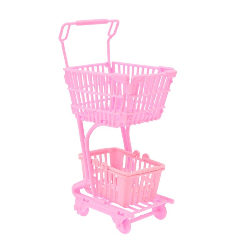 1/12 Dollhouse Mini Shopping Cart Supermarket Shopping Basket Model Dollhouse Supermarket Decoration Accessory Pretend Play Toy