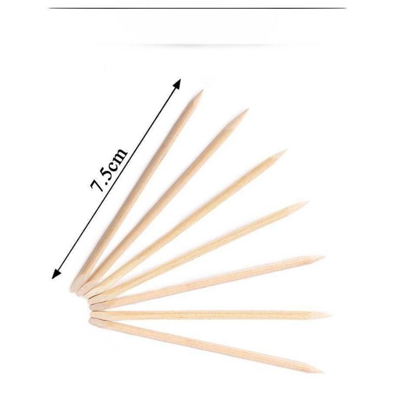 

Короткое средство для снятия лака оранжевого цвета, Beauty Wear, Тисненый, Палочка для удаления кутикулы, Двусторонняя деревянная палочка 7.5cm 100pcs