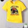 JUST A BOY WHO LOVES MONSTER TRUCKS" Truck Print Cool and Stylish T-Shirt