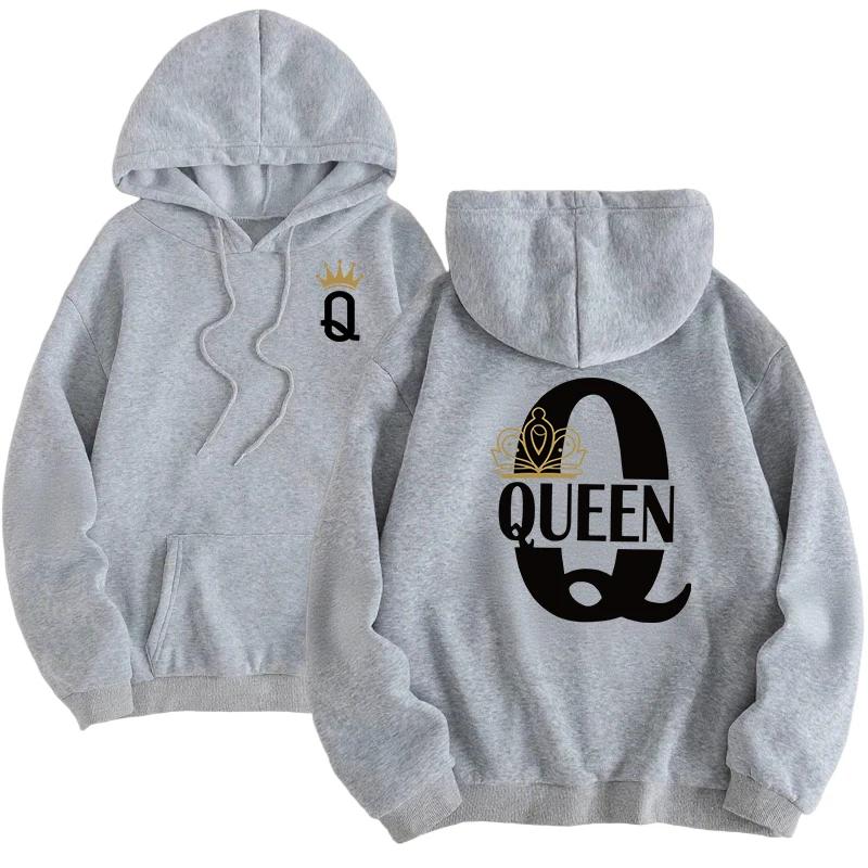 Mens Womens Hoodies King Queen Printing Sweatshirts Versatile Casual Couple's Clothing Daily Pullover Fall Winter
