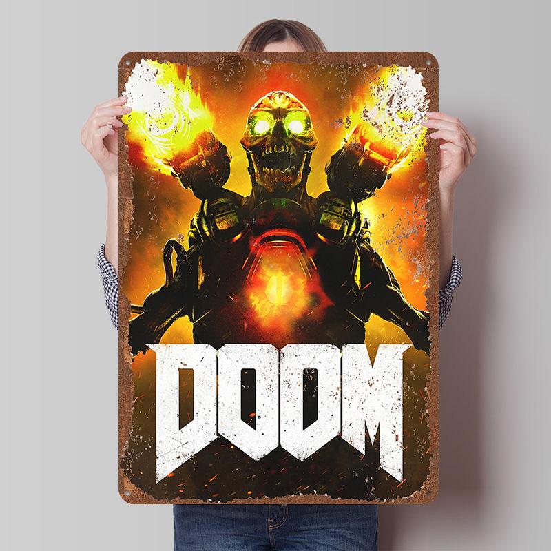 DoomS Tinplate Posters Custom Wall Art Vintage Metal Signs Retro Tin Plaque for Bedroom Decoration Gaming Home Decor Accessories