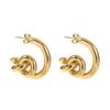 LNCHRAN 304 Stainless Steel C-Shaped Knot Stud Earrings