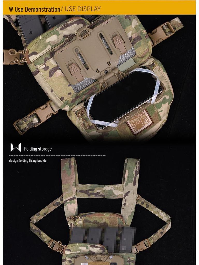 Taktisk MOLLE Bröstsele med Fickhållare för Telefon och Vikbar Navigationsplatta