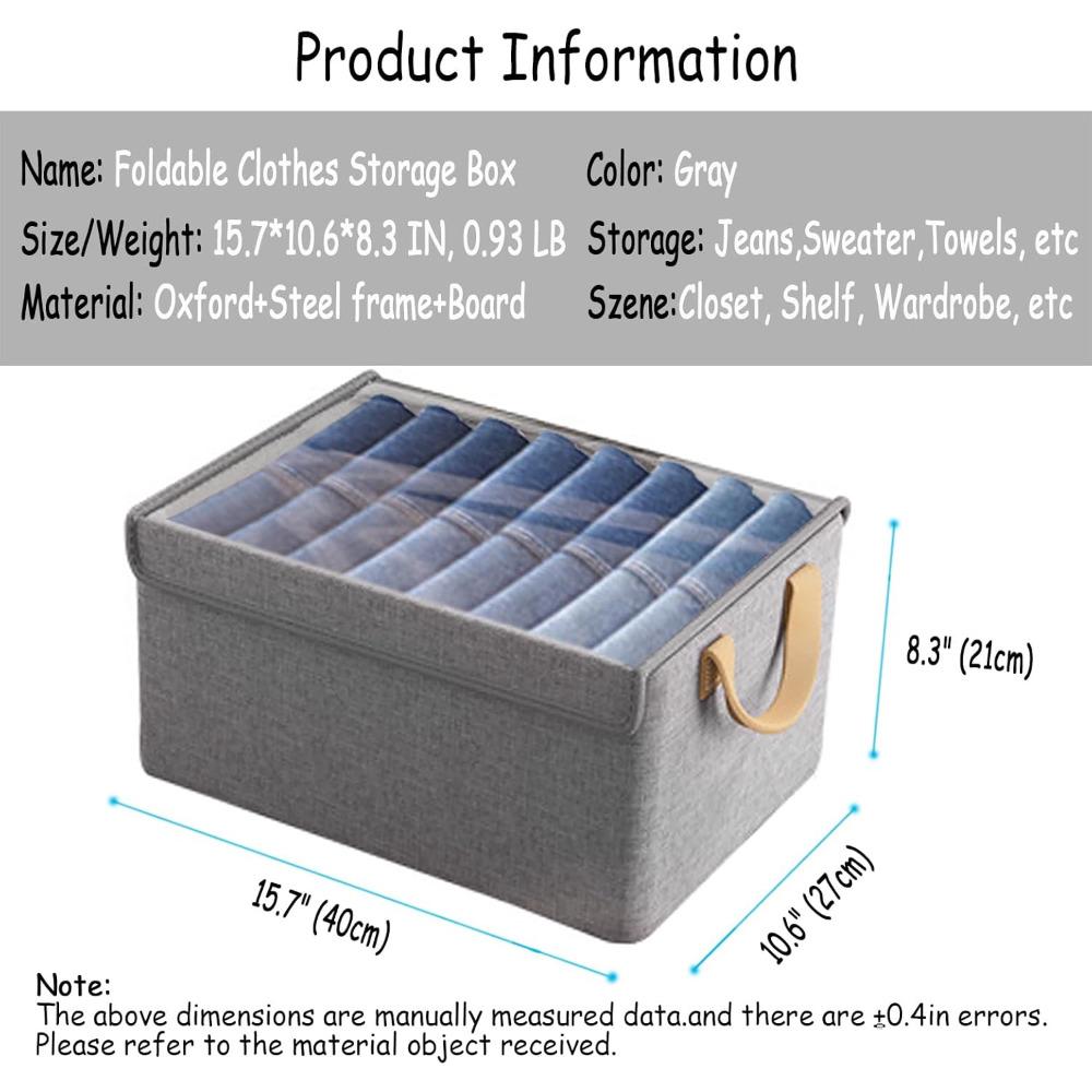 Closet Clothes Organizer Bins 6 Pc, Fabric Box Storage Shelf Bins Stackable, Foldable Closet Shelf Storage Container with Lid