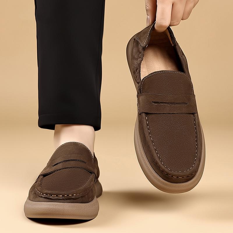 Fashion Fashion Genuine Leather Mens Shoes Business Casual Luxury Brand Soft Comfort Loafers Shoes High Quality Slip on Male Boat Shoes