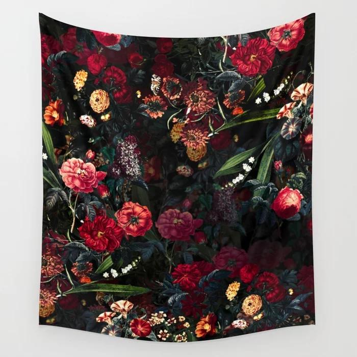 Blumen Wandteppich Wandbehang Mysteriös Romantischer Wandteppich Hintergrund Mandala Haus Wohnzimmer Schlafzimmer Dekor Wandteppich Dekoration