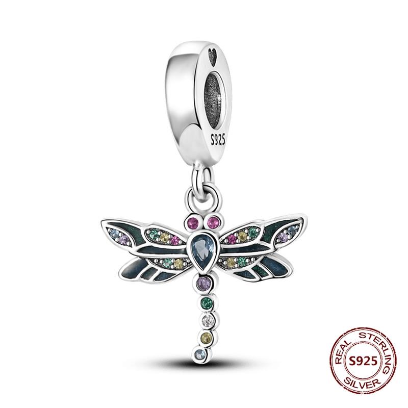 Butterfly Charm copper Authentic Pink Blue Zircon Fly Butterflies Safety Chain Clip Charm Bead Charms Compatible With Bracelets Do It Yourself Jewelle