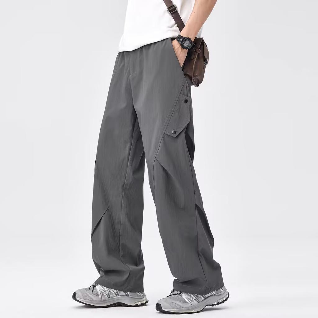 Ice Silk Quick-drying Tooling Pants Boys Summer Thin Loose Design Straight Charging Pants Wide Legs