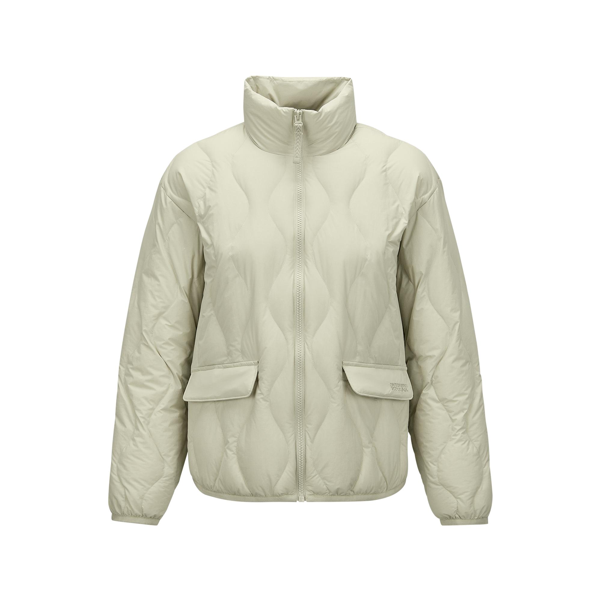 Skechers Outdoor Series Stand Collar Zipper Fashion Solid Color Lightweight Cotton Down Jacket Women Jacket Beige L424W146-027B L
