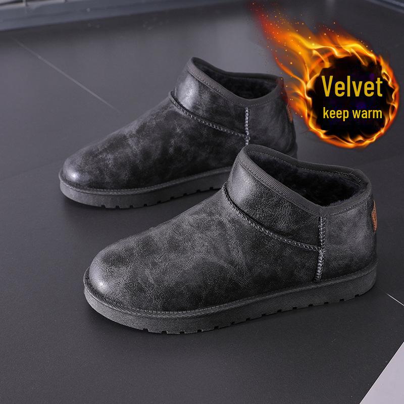 2024 Men's Winter Velvet-Lined Non-Slip Waterproof Snow Boots