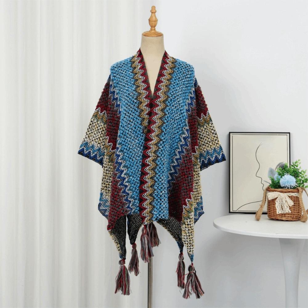 Neck Wrap Tassel Scarves Warm Knitted Cape Simple Imitation Cashmere Scarf Travel Vacation