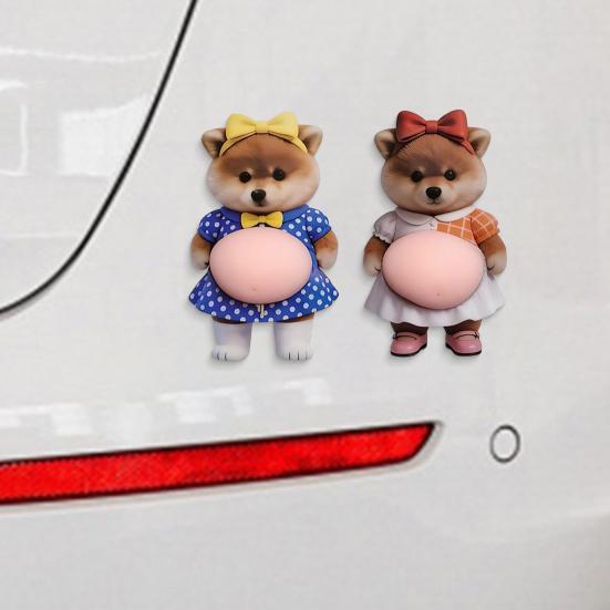 3D Pet Belly Sticker Soft Anti-Collision Sticker Cartoon Kitten/Puppy Decal with Big Belly Cute