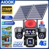 AIOOK 4G Solar Camera 4-Lens 20MP 30W Solar Panels 28000mAh Battery Color/Night Vision IP CCTV IP66 Waterproof, AOV Solar Camera