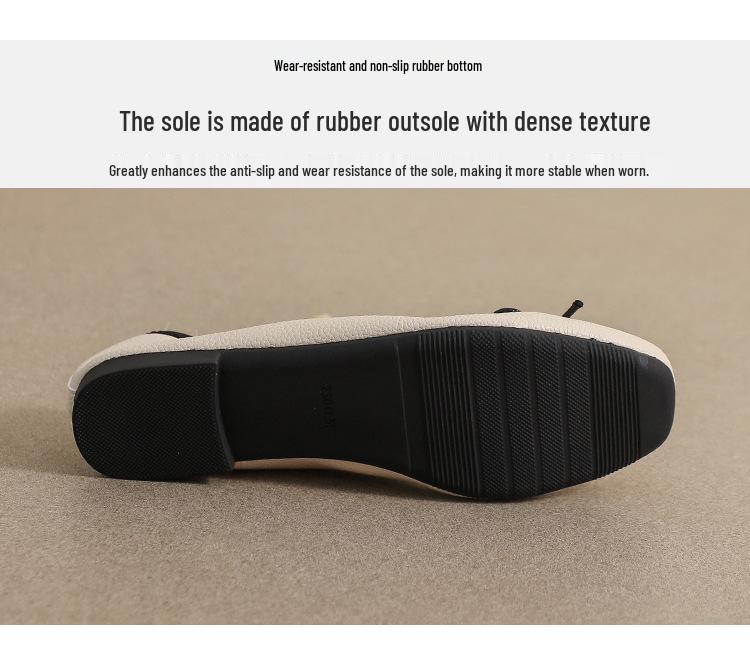 Weiwei Girl Square Toe Bow Loafers - Women's Soft Sole Ballet Flats