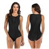 Womens Rash Guard Swimsuit Zip Front Print Short Sleeve One Piece Swimwear