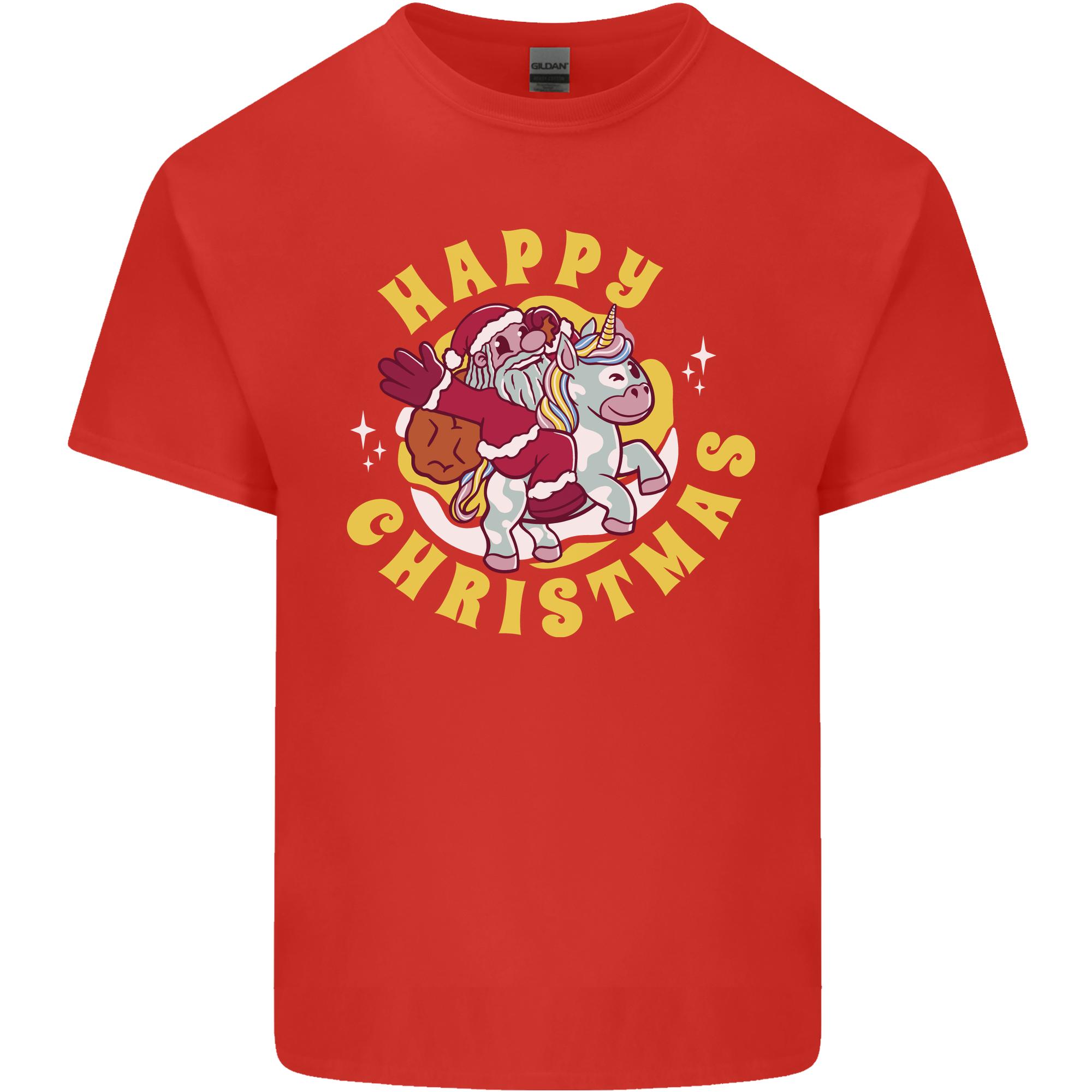 Santa On a Unicorn Funny Christmas Xmas Unisexs Light Cotton TShirt S