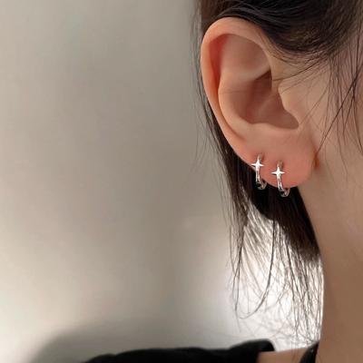 Pendientes de Estrella de Plata 925 para Mujer Joyería Hip Hop de Moda Regalo Originalidad Personal Estilo Neutro