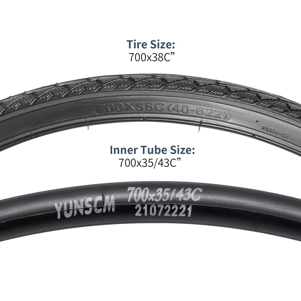 Set of 2 700 38c 700 38c Bicycle Tires Tubes with 48mm Schrader Valves Rim Tape Tire Tires, 40-622 + 700x35/43c + + Lever, Y-1134