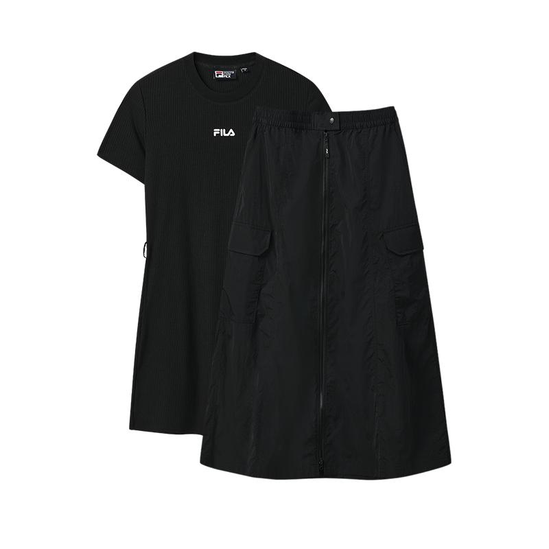 

FILA Оригинальная Мода Простой Ретро Повседневный Универсальный Удобный Комплект Платьев для Рабочей Одежды Женские Платья F11W539307FBK M