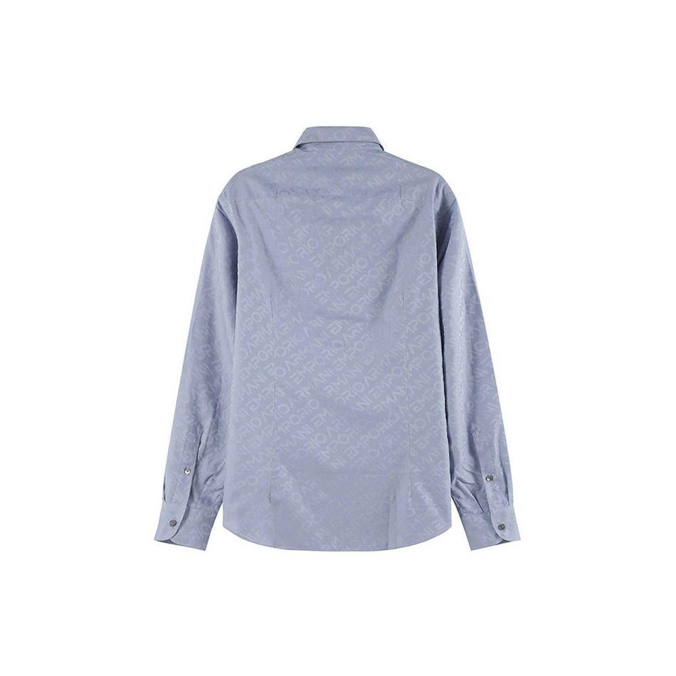 Emporio Armani Solid Color Button-Down Long Sleeve Shirt Men shirts Fog-Blue 3R1C86-1K0DZ-F752