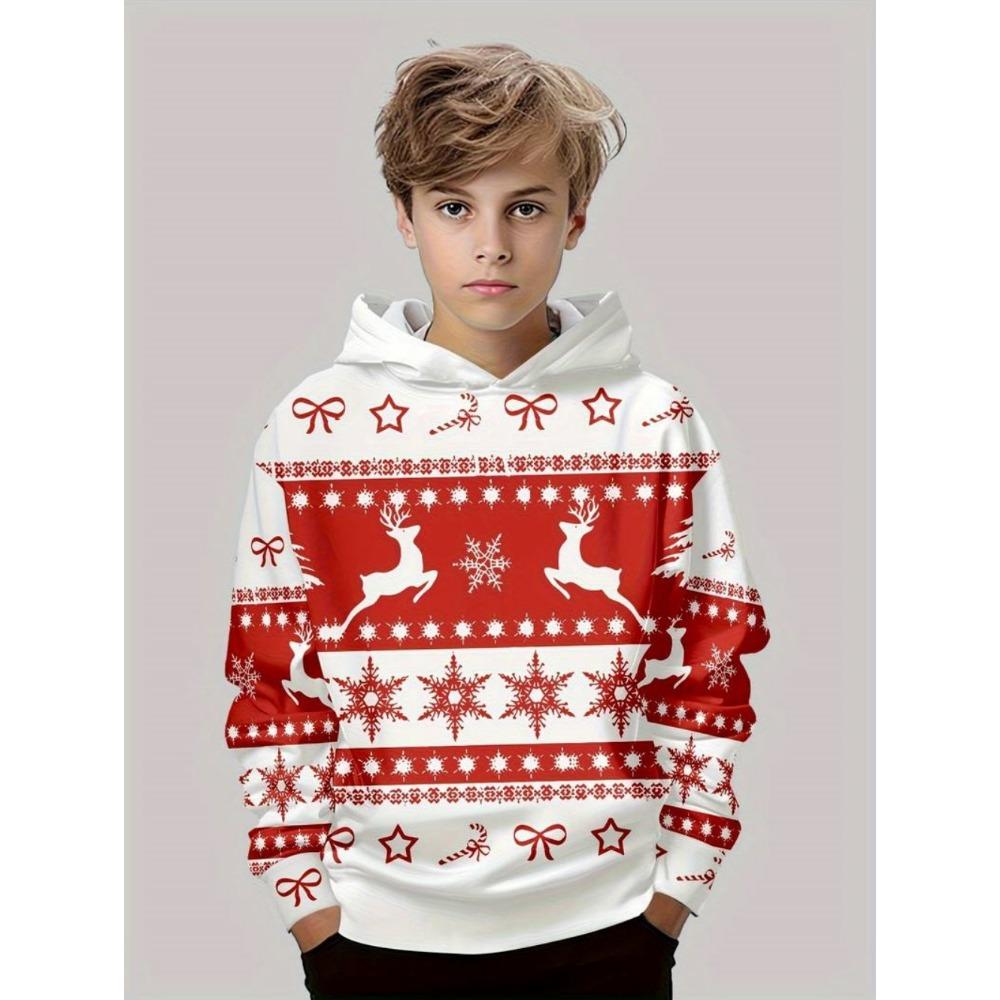 

Рождественская детская толстовка Санта Клаус Мультяшный 3D принт Длинный рукав Одежда для мальчиков Праздничная мода Свитшот Пуловер Детские топы 100