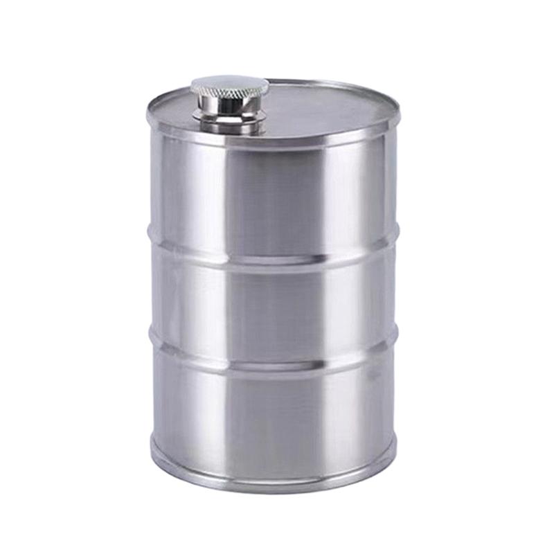 750Ml Stainless Steel Hip Flask Travel Barrel Wine Pot Bottle Outdoor Personalized Cylindrical Shape Wine Barrel Jug