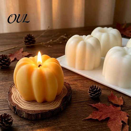 Non Stick Pumpkin Silicone Form 3D Candle Mold, Food-Grade Non-Stick Flexible DIY Baking Casting Mold Halloween Themed for Mousse Cakes And