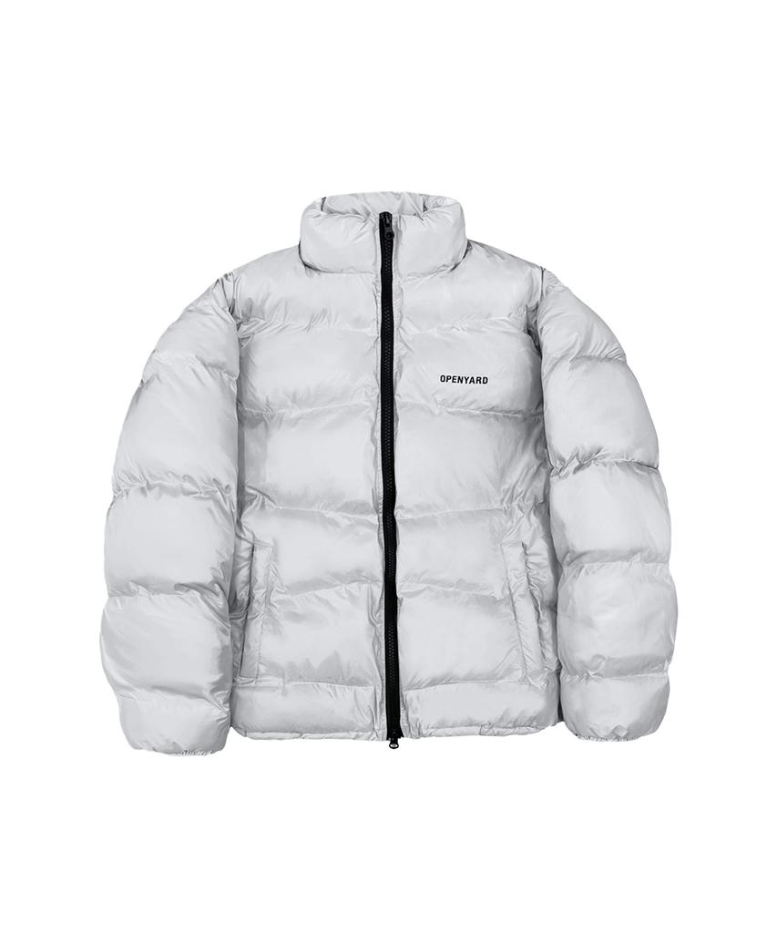 Openyard(Oy) Distressed Stitch Puffer Jacket - Glossy Light Gray