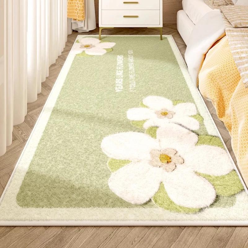 Flower Pattern Bedroom Decor Plush Thick Plush Carpets for Living Room Anti-slip Bedside Washable Floor Mat Home Fluffy Soft Rug
