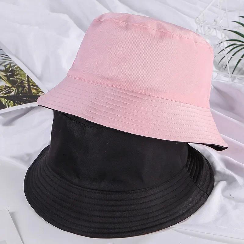 Unisex klobouk Černý Jednobarevný Oboustranný Jednoduchý Hip Hop Kbelíkový klobouk Pánský Dámský Panama Plážový Rybářský Sluneční klobouk Kbelíkové klobouky