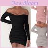 Elegante Dames Lange Mouwen Off Shoulder Avond Cocktailfeest Club Bodycon Mini Jurk Us