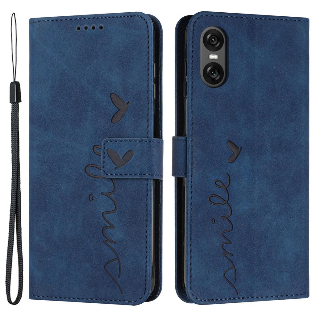 For Sony Xperia 10 VI Phone Case Love Heart Imprinted Skin-Touch PU Leather Shell