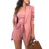 3pcs/Set Office Lady Outfits Long Sleeve Blazer Set Women Solid Color Blazer Coat Shorts Vest Set Woman Sexy Suit Summer Clothes