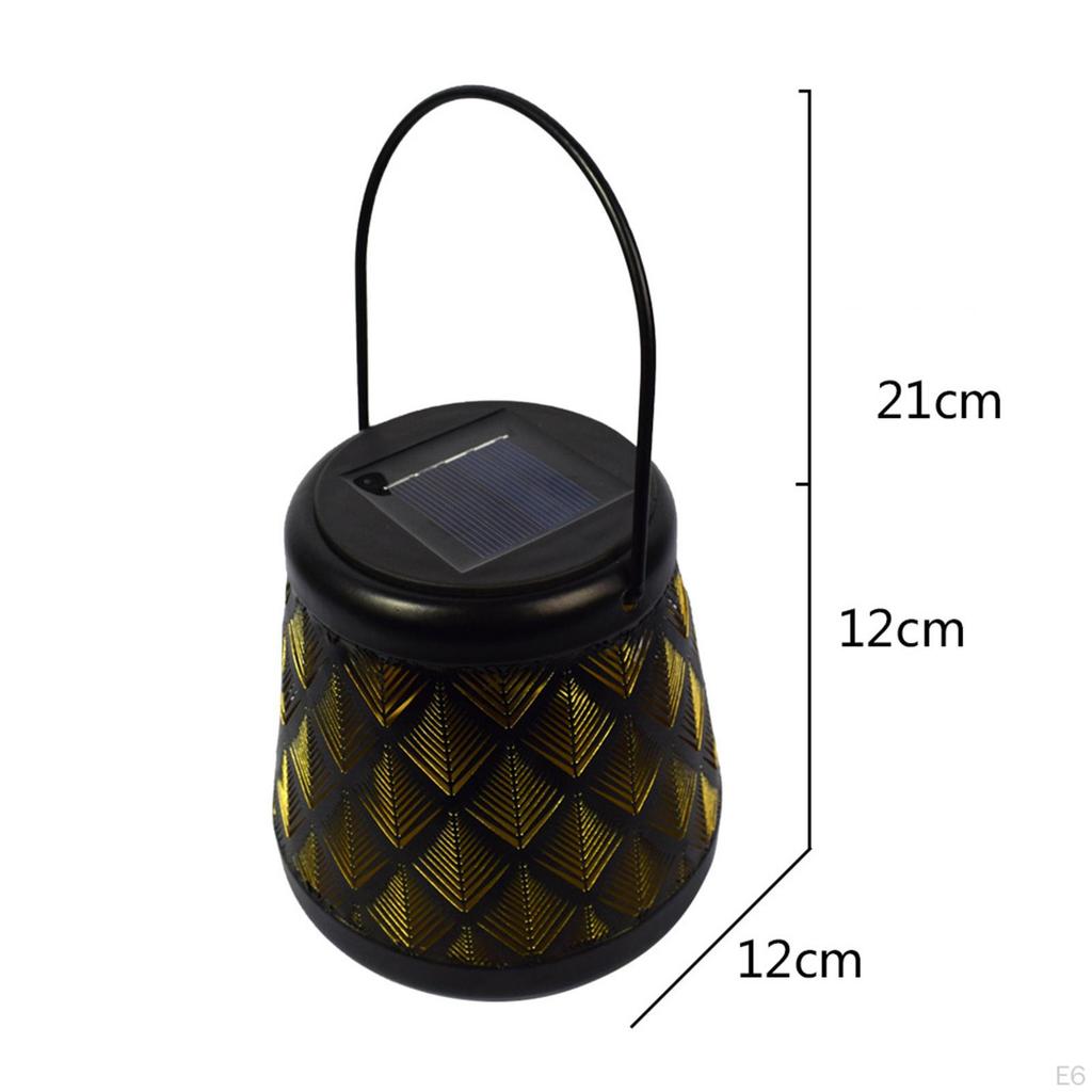 Garden Patio Hanging Solar Lantern Metal Craft Waterproof Hollow for Outdoor Pathway Walkway