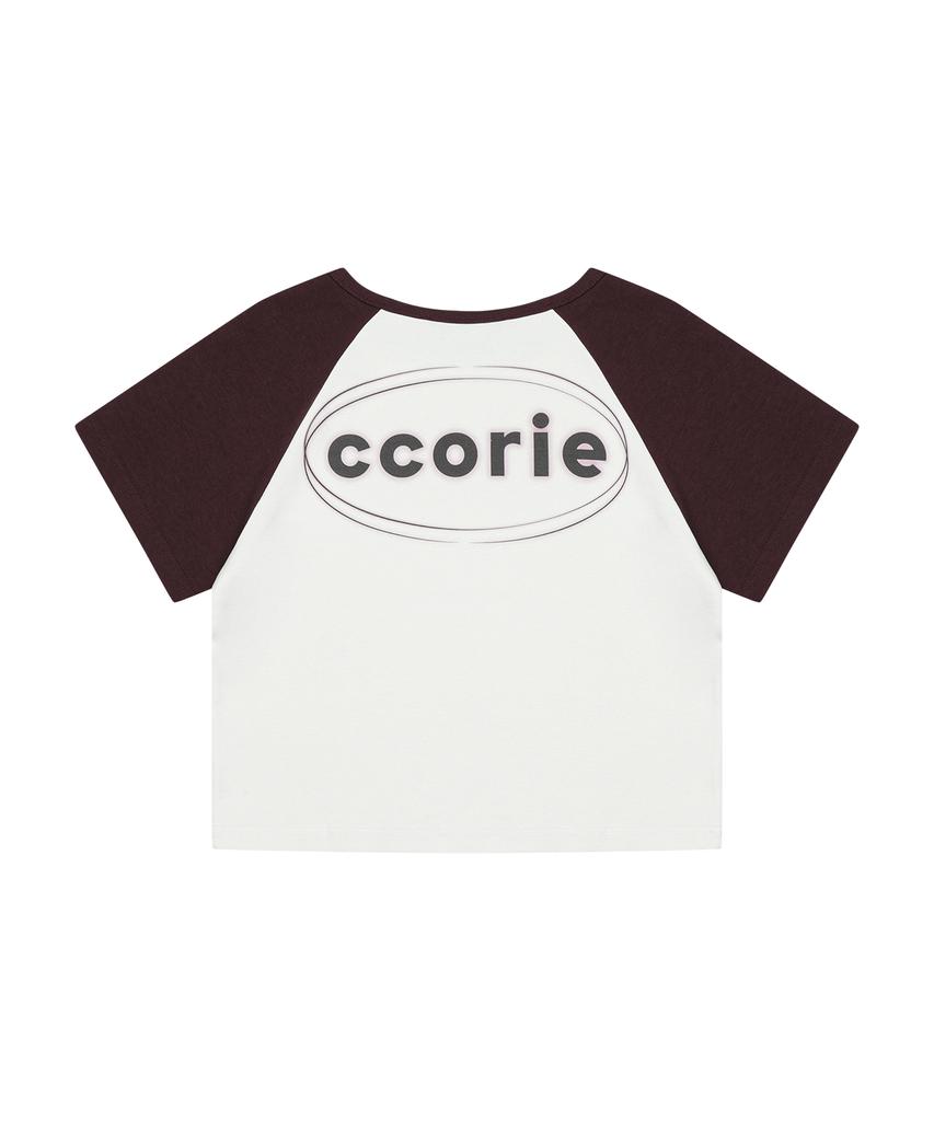 Kkolie Logo Raglan Crop Short Sleeve T-Shirt Burgundy Cream