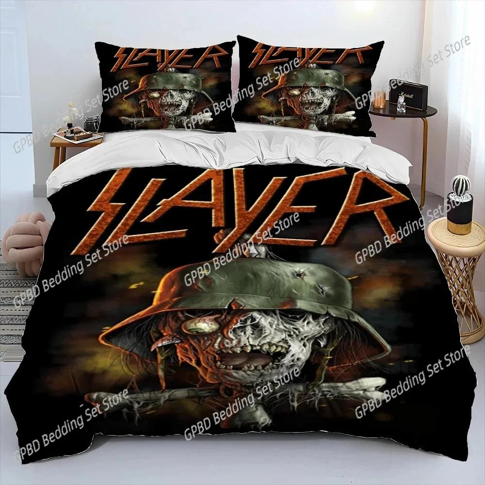3D Print Slayer Heavy Metal Bplus Music Beding Set Bedrom Soft Modern Bedspreads Comefortable Soft with Soft Fabric Duvet Cover Quilt Pilowcase
