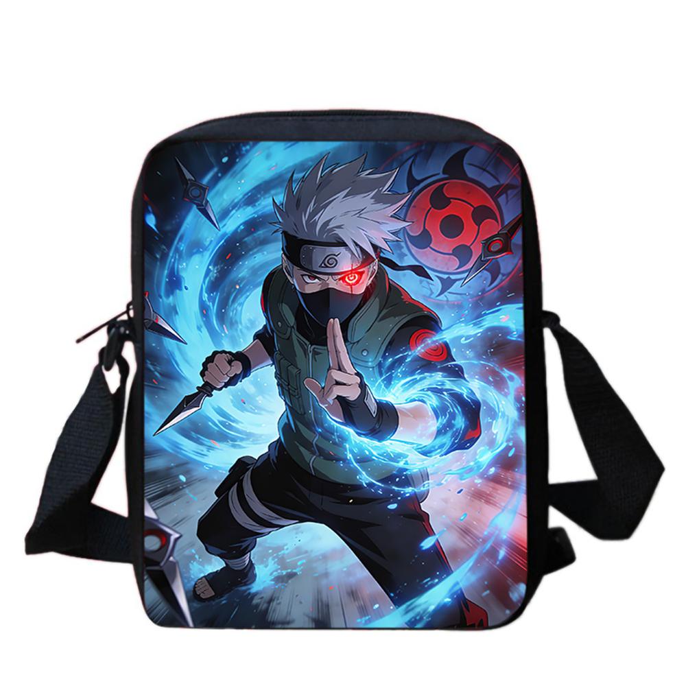 Cartoon Adjustable Straps NARUTO Shoulder Bags Light Weight Crossbody Bags For Boys & Girls Age 6-10, Secure Zipper Closure.