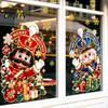Christmas Home Decor 2Pcs Nutcracker Window Clings, Cartoon Soldier & Snowflake Static Glass Stickers, Scene Layout Reusable PVC Stickers for