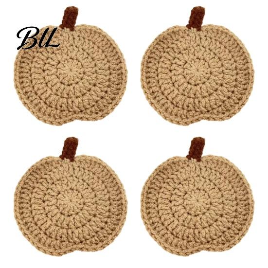 Manteles Individuales para Mesa de Café Hechos a Mano de Ganchillo Posavasos de Calabaza, Manteles Suaves de Poliéster, Posavasos Decorativos de Otoño, Accesorios de Comedor Rústicos con Temática de Otoño