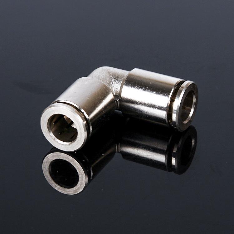 All-Copper Nickel-Plated Right-Angle Elbow Fitting for High-Temperature and High-Pressure Pneumatic Applications, PV-4/6.