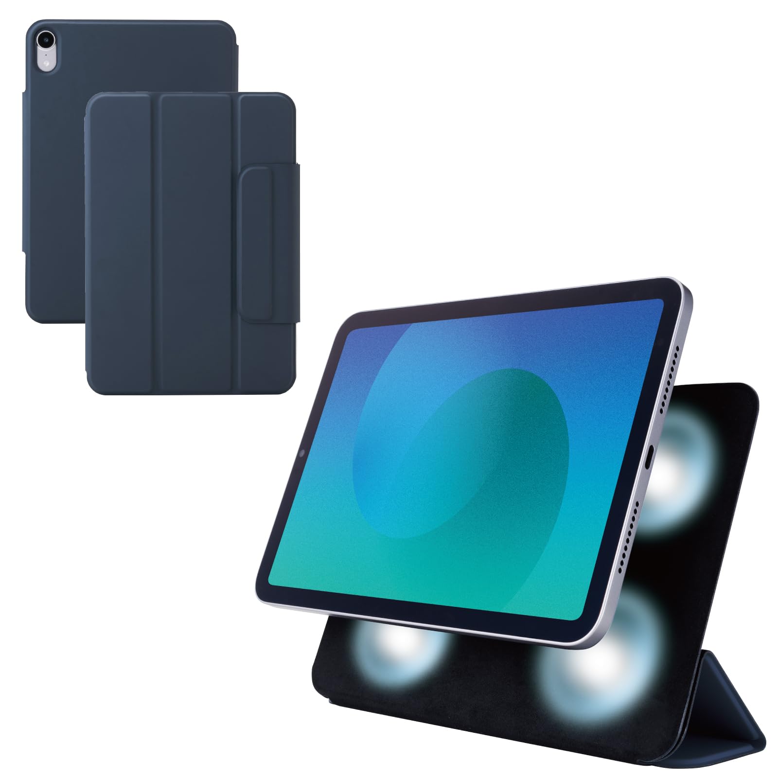

ELECOM iPad mini Pro and mini Case Lightweight and with Magnetic Two Adjustable Angle Pencil and Auto Navy Blue (A17 2024) (6th Generation) Cover,