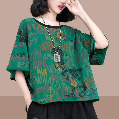 Yazlık Kısa Kollu Moda Kadın Pamuklu Tişört Kore Tarzı Oversize Bol Genç Bir Görünüm İçin Üst
